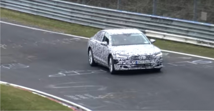 Noul Audi A8 spionat la Nürburgring : VIDEO