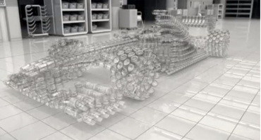 Bolid de F1, recreat din pahare